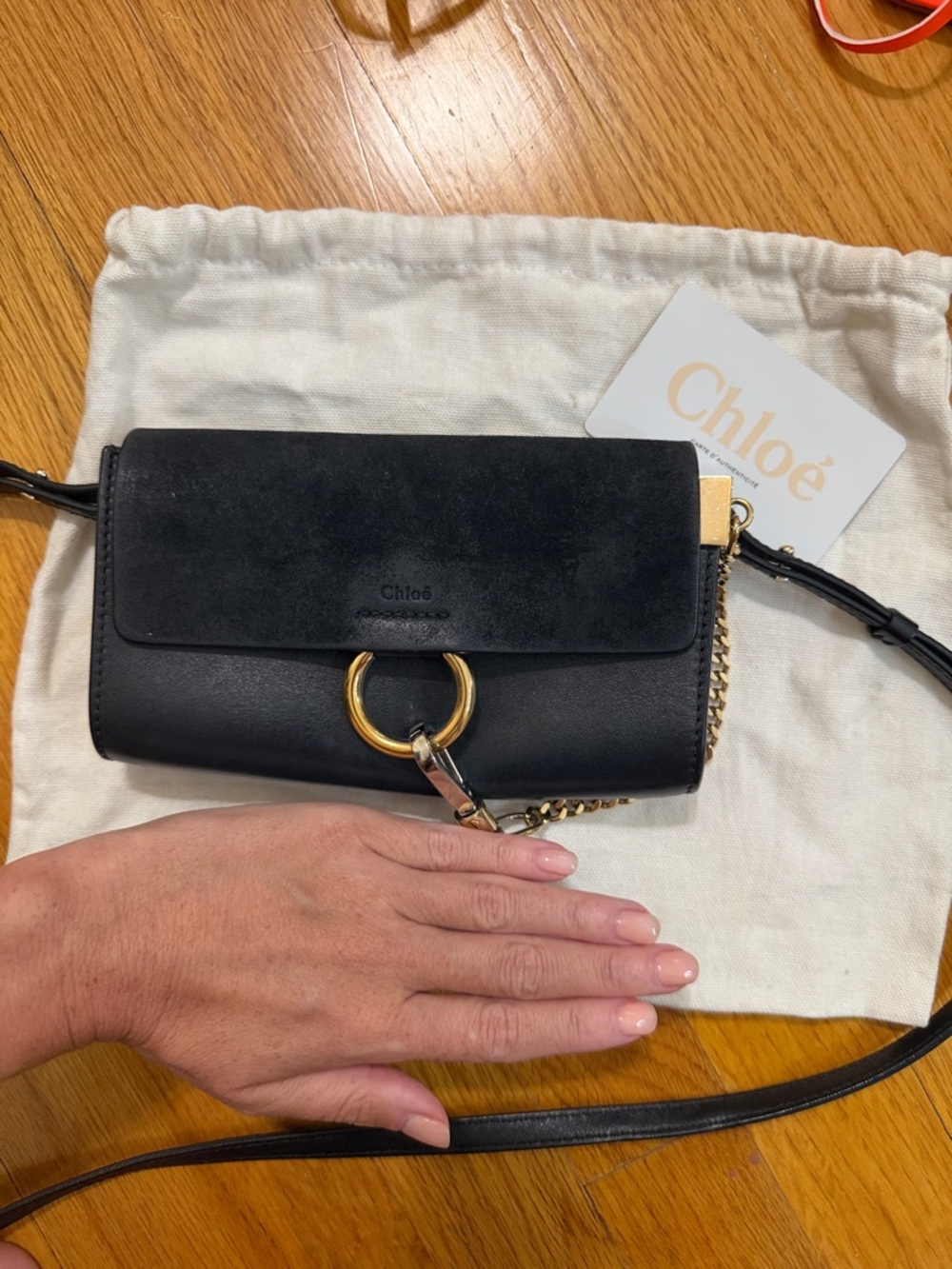 Authentic Chloe Faye Black Leather & Suede Crossbody Bag - Picture 1 of 8